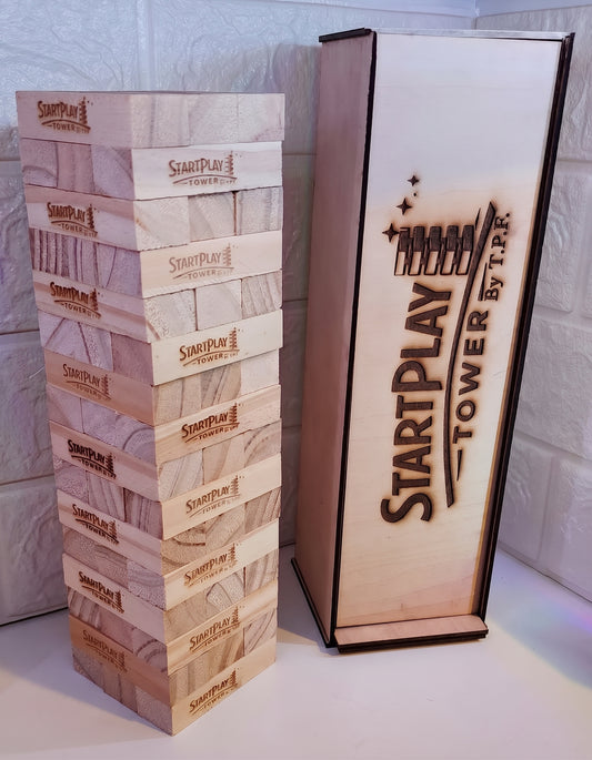 StartPlay Tower con su estuche de madera grabado